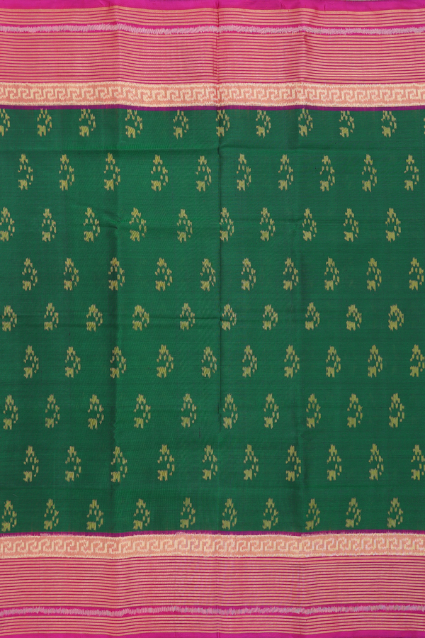 Patola Silk Saree In Emerald Green With Allover Buttas