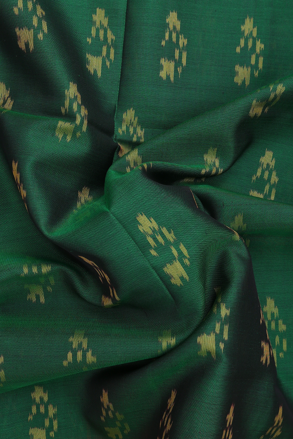 Patola Silk Saree In Emerald Green With Allover Buttas