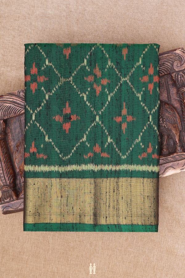 Patola Silk Saree In Emerald Green With Allover Design