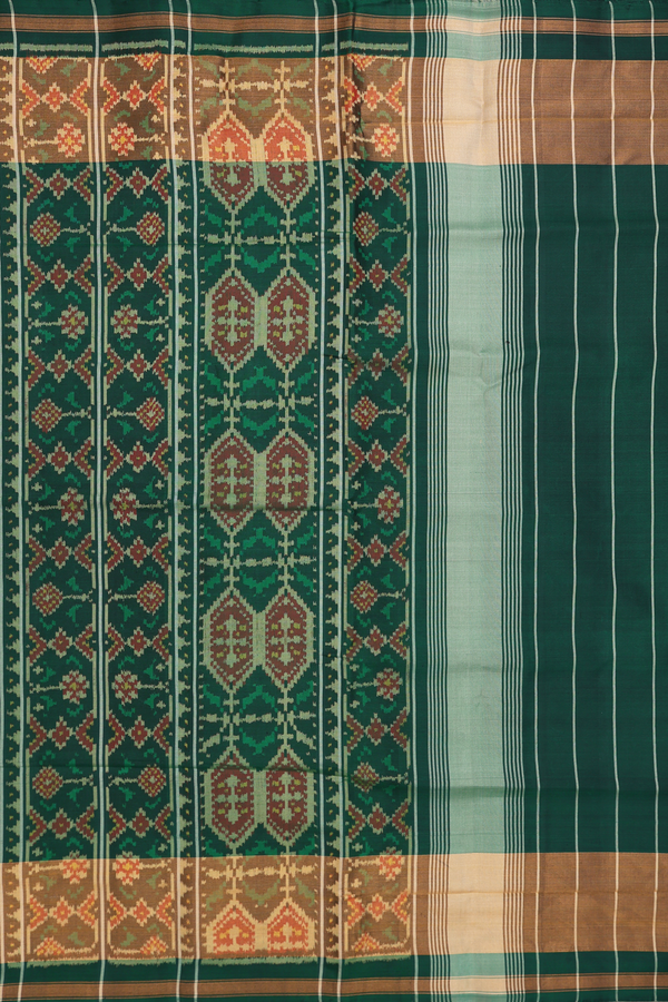 Patola Silk Saree In Forest Green With Allover Design