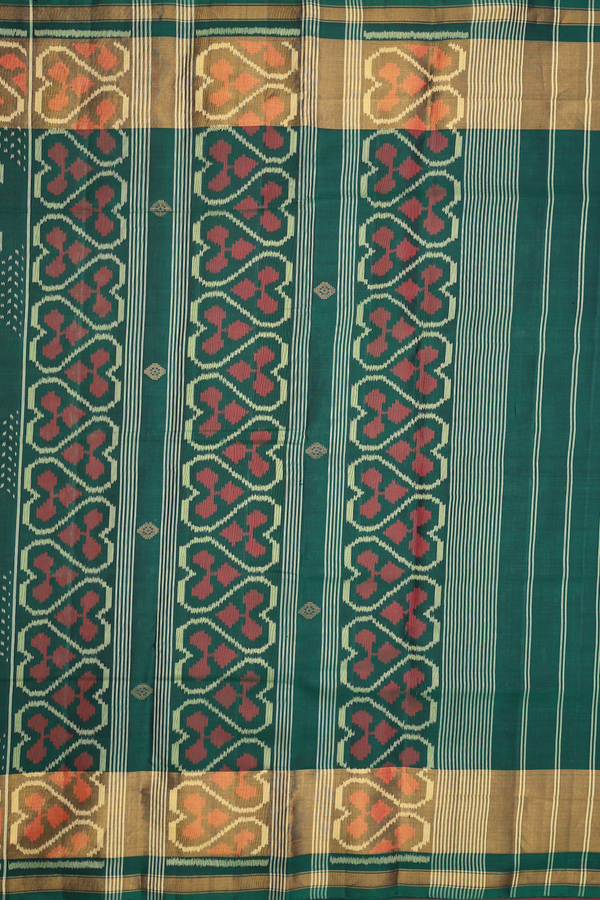 Patola Silk Saree In Forest Green With Allover Design