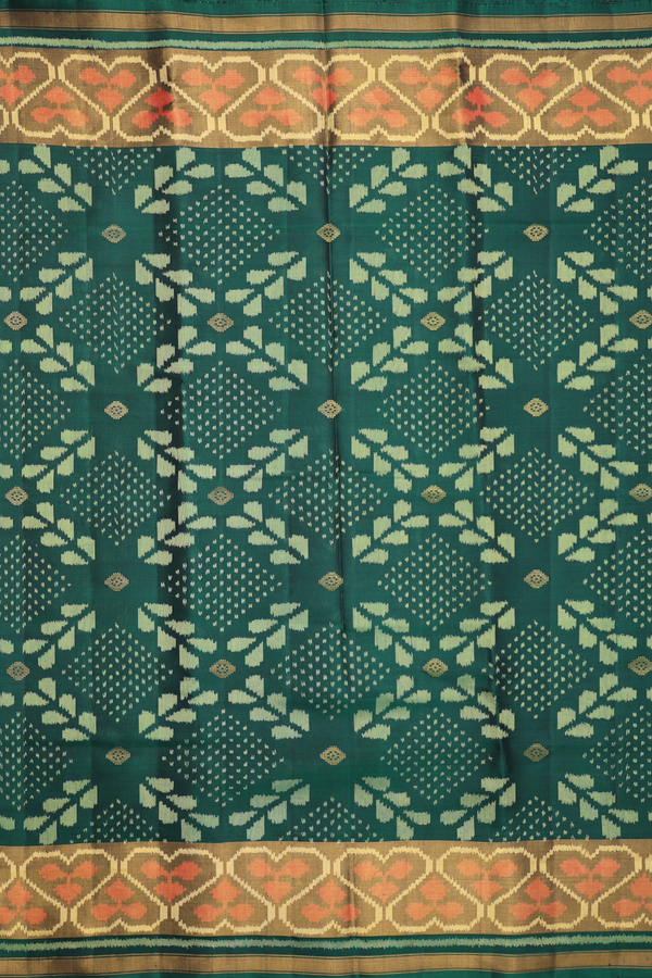 Patola Silk Saree In Forest Green With Allover Design