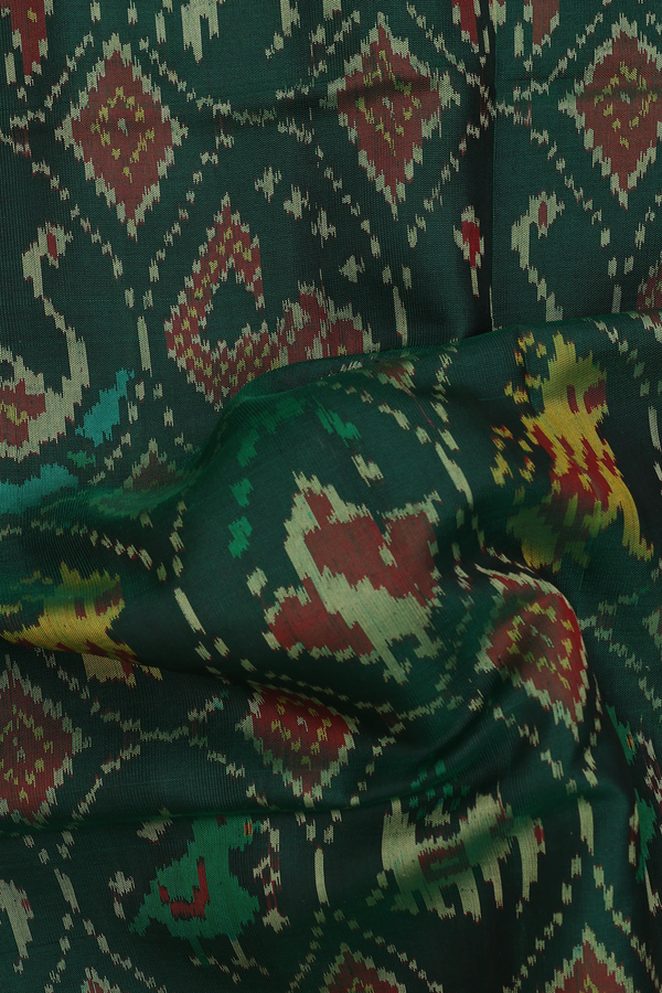 Patola Silk Saree In Forest Green With Allover Design