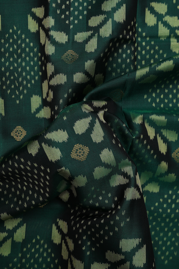 Patola Silk Saree In Forest Green With Allover Design