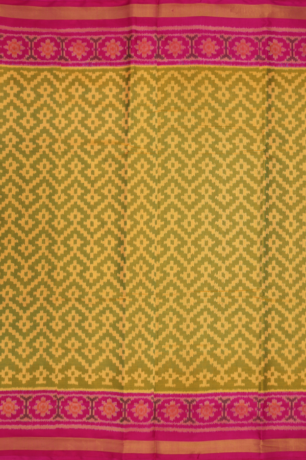 Patola Silk Saree In Green And Yellow With Allover Design