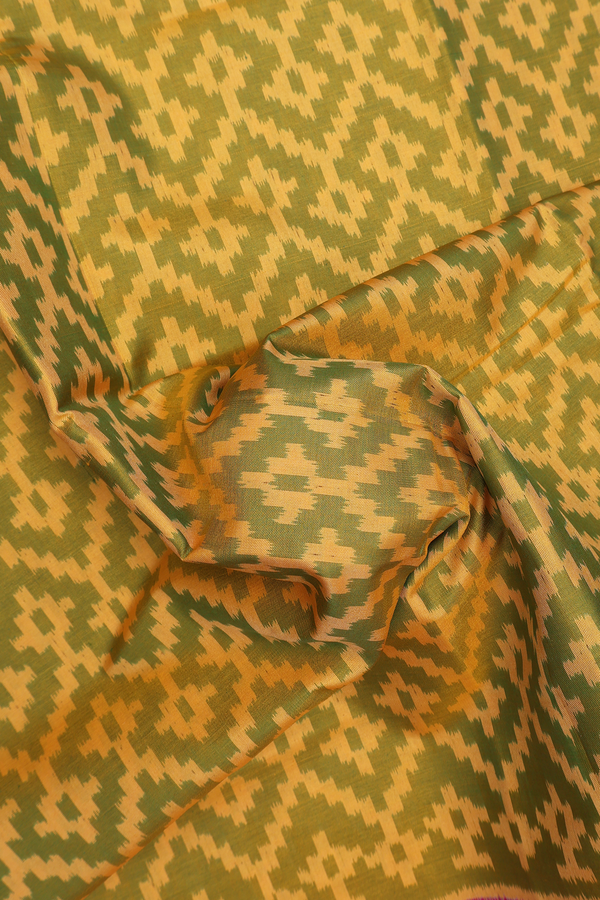 Patola Silk Saree In Green And Yellow With Allover Design