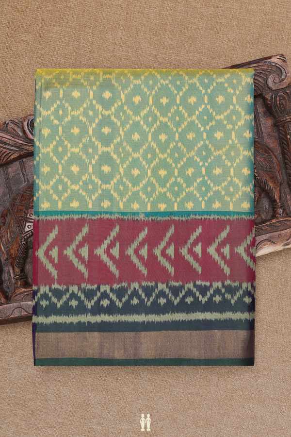 Patola Silk Saree In Green With Allover Design