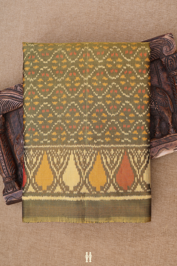 Patola Silk Saree In Green With Allover Design