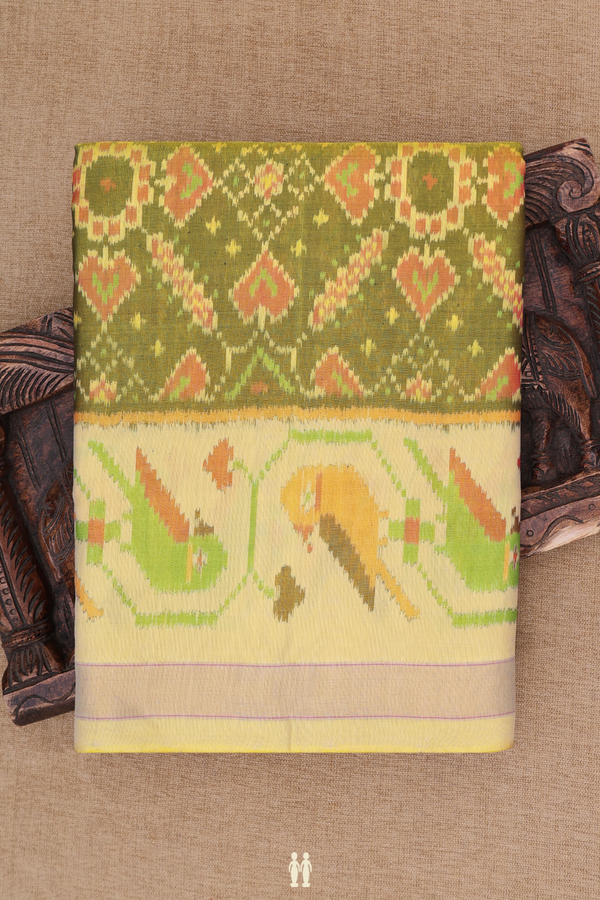 Patola Silk Saree In Green With Allover Design