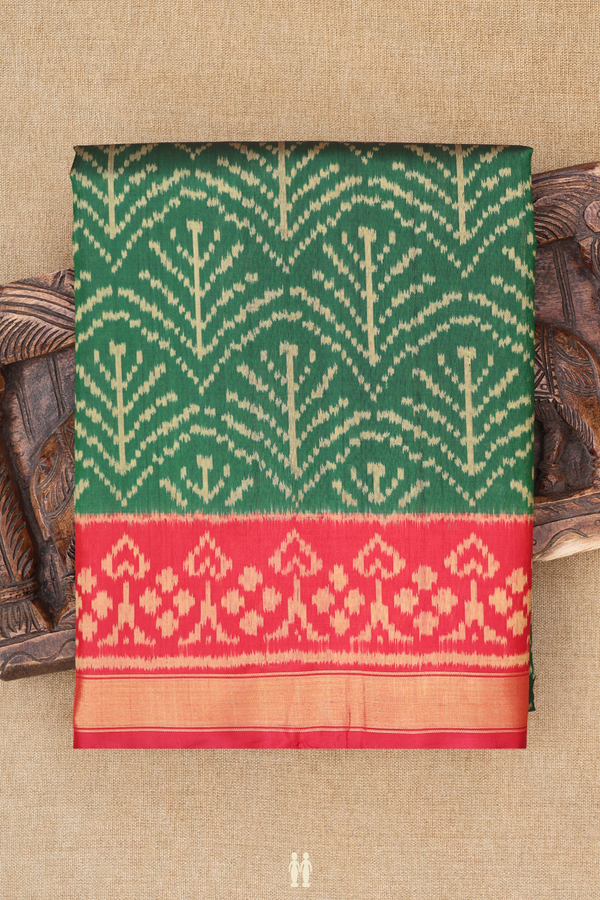 Patola Silk Saree In Green With Allover Design