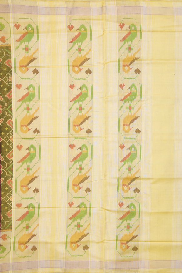 Patola Silk Saree In Green With Allover Design