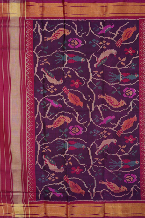 Patola Silk Saree In Green With Allover Design