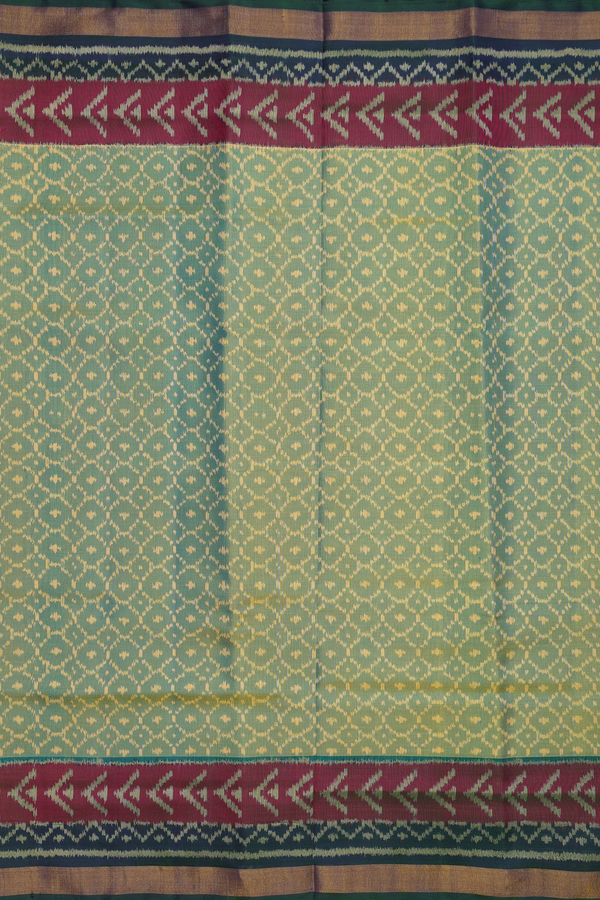 Patola Silk Saree In Green With Allover Design