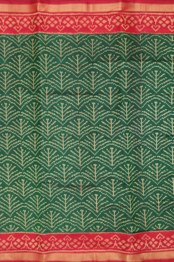 Patola Silk Saree In Green With Allover Design