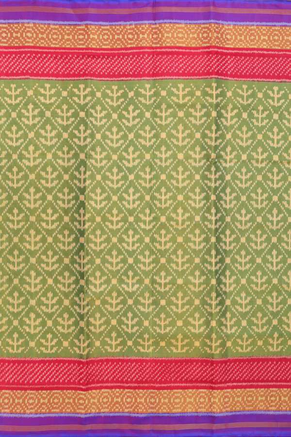 Patola Silk Saree In Green With Allover Design