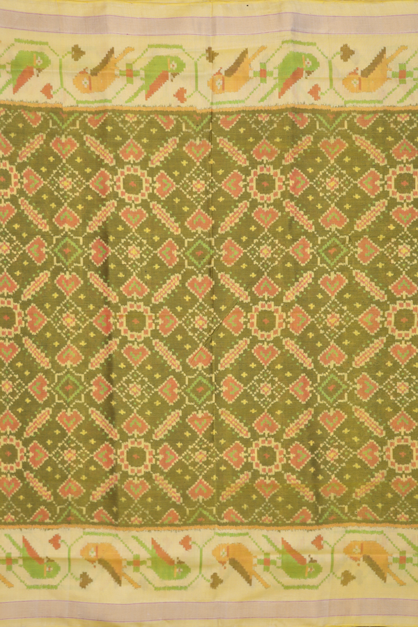 Patola Silk Saree In Green With Allover Design