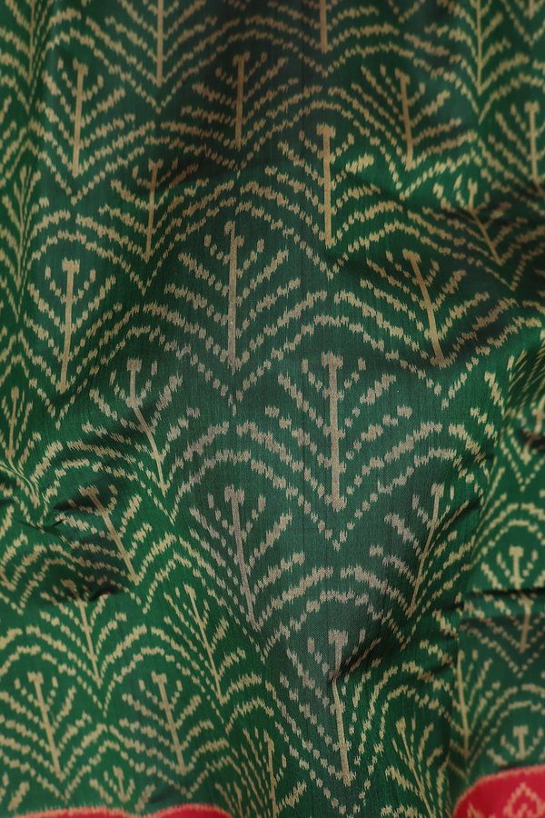 Patola Silk Saree In Green With Allover Design