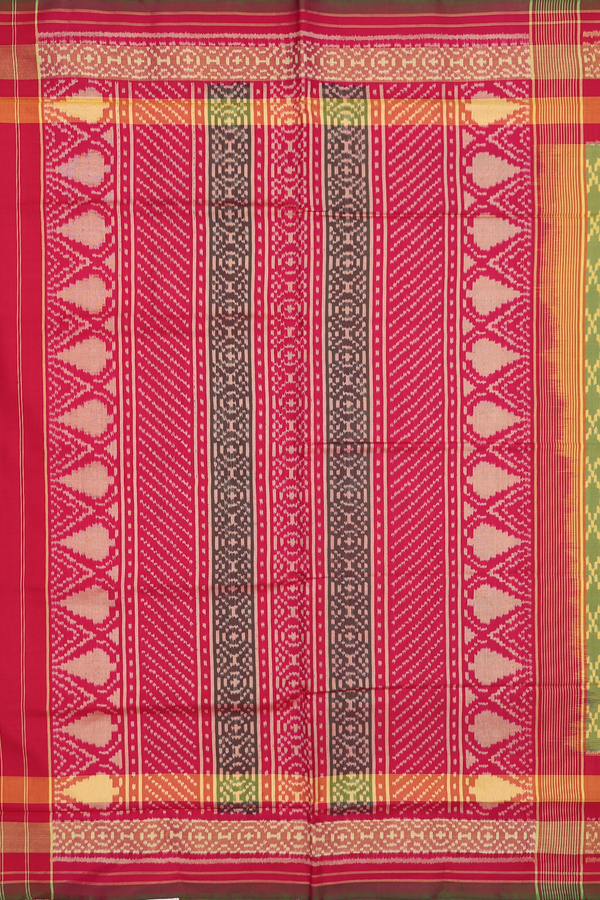 Patola Silk Saree In Green With Allover Design