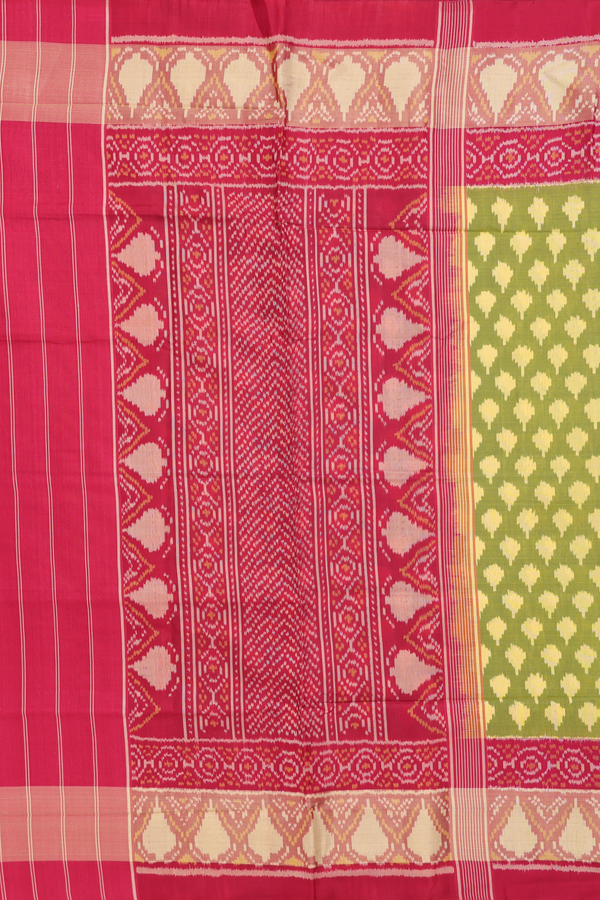 Patola Silk Saree In Green With Printed Buttas