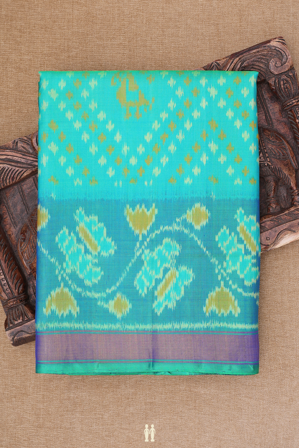 Patola Silk Saree In Green With Printed Design