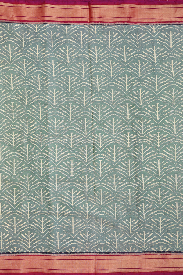 Patola Silk Saree In Sage Green With Printed Design