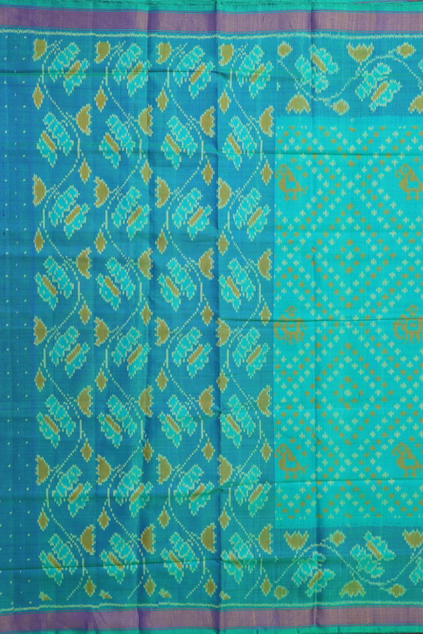 Patola Silk Saree In Green With Printed Design
