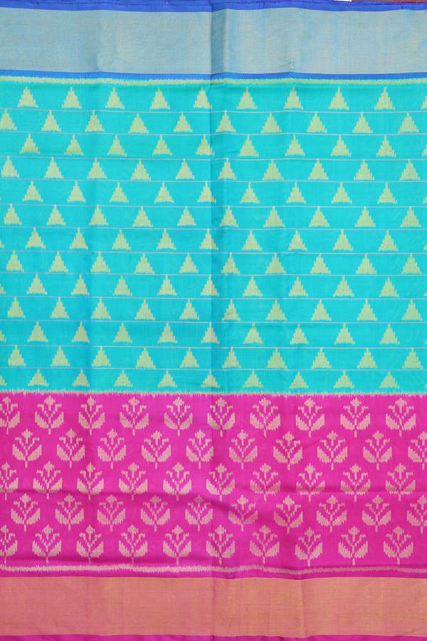 Patola Silk Saree In Green With Printed Design