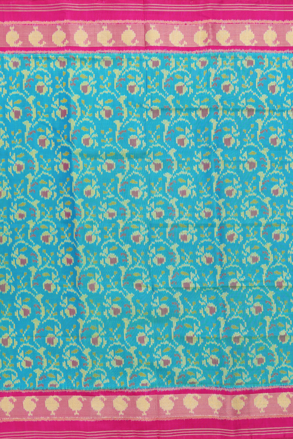 Patola Silk Saree In Greenish Blue With Allover Design