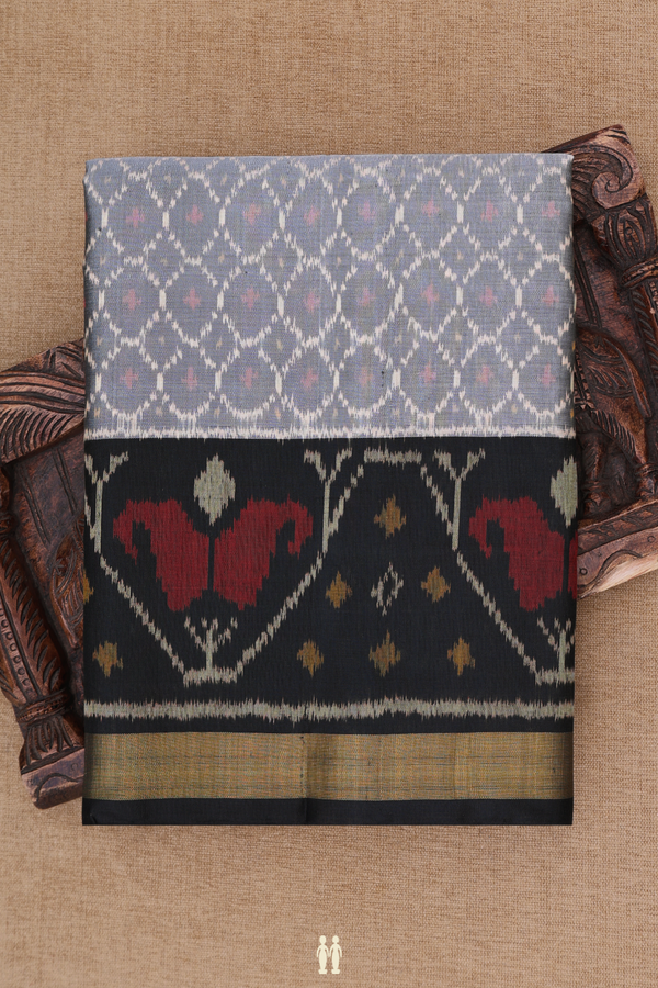 Patola Silk Saree In Grey With Allover Design