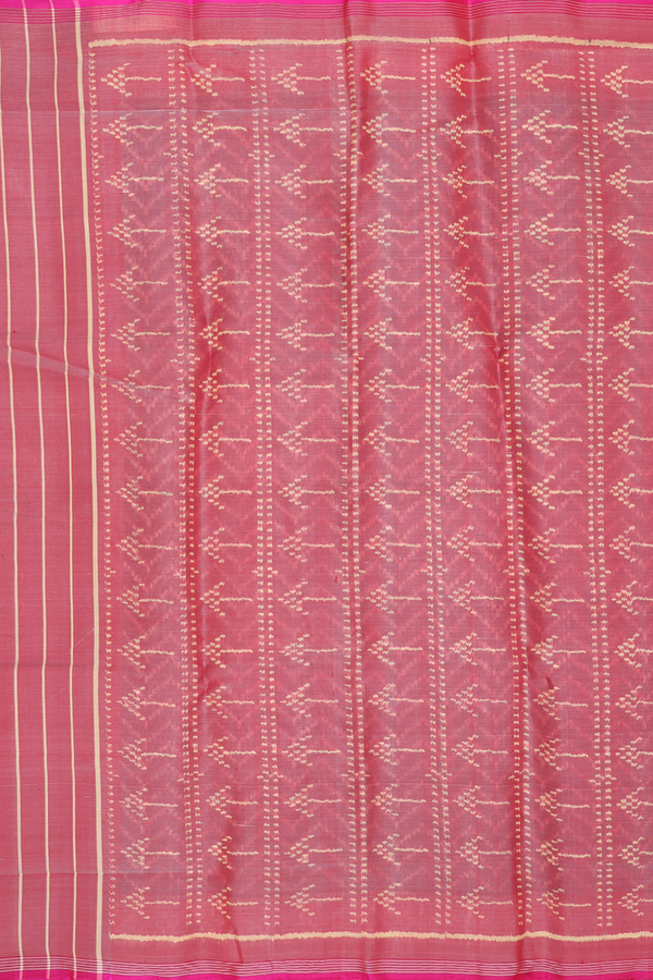 Patola Silk Saree In Grey With Chevron Design