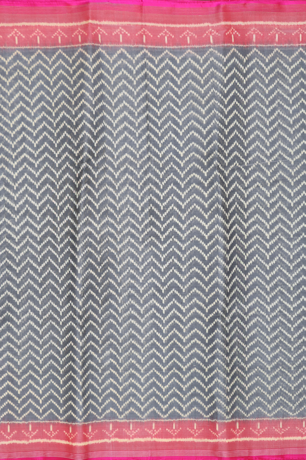 Patola Silk Saree In Grey With Chevron Design