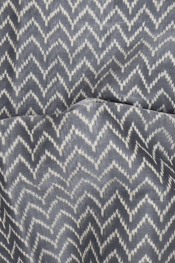 Patola Silk Saree In Grey With Chevron Design