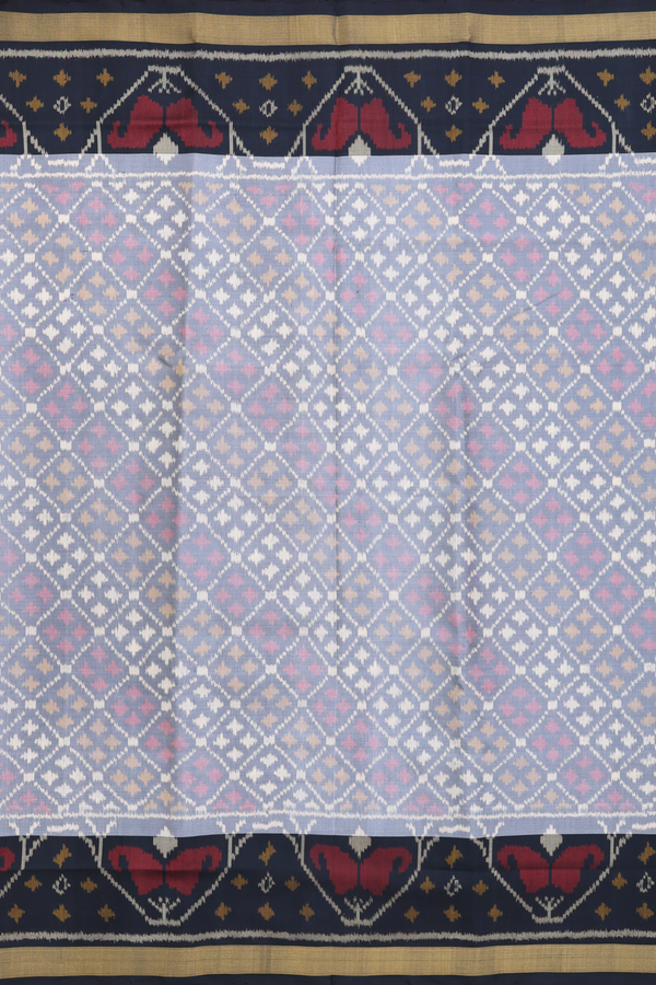 Patola Silk Saree In Grey With Diamond Design
