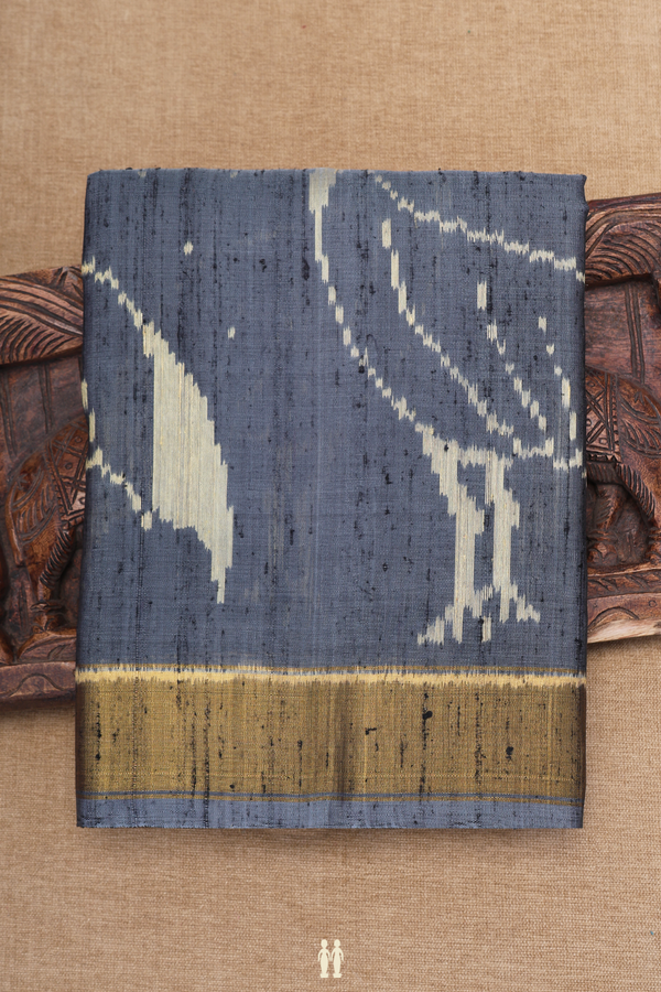 Patola Silk Saree In Grey With Printed Buttas