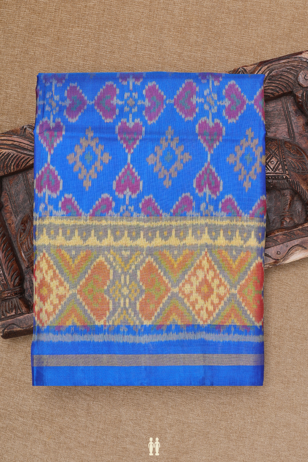 Patola Silk Saree In Indigo Blue With Allover Design