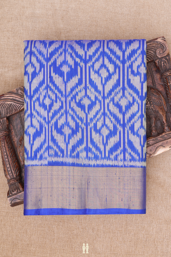 Patola Silk Saree In Indigo Blue With Printed  Design