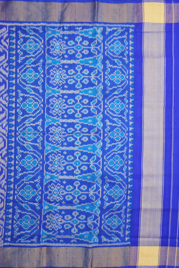 Patola Silk Saree In Indigo Blue With Printed  Design