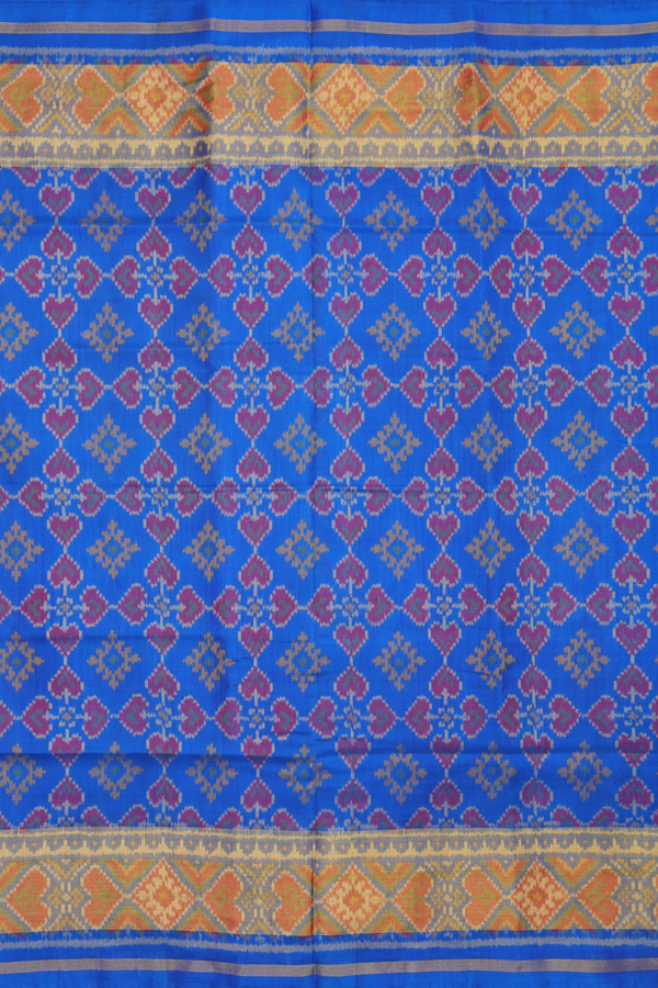 Patola Silk Saree In Indigo Blue With Allover Design