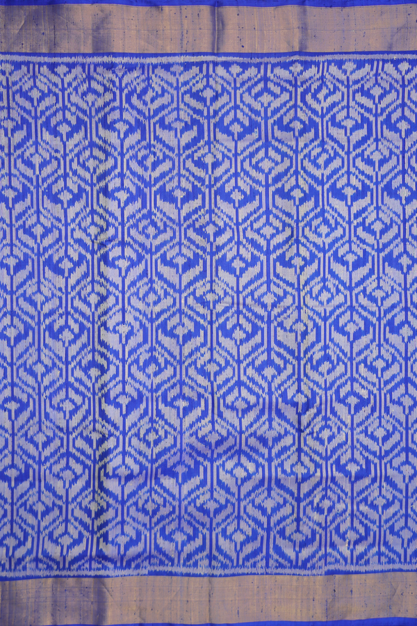 Patola Silk Saree In Indigo Blue With Printed  Design