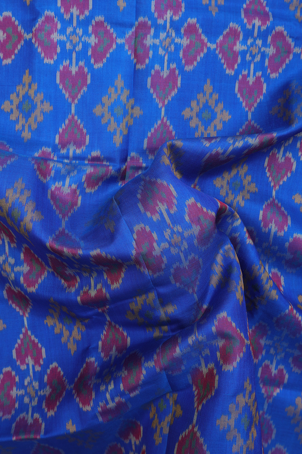Patola Silk Saree In Indigo Blue With Allover Design