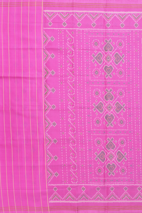 Patola Silk Saree In Lotus Pink With Allover Design