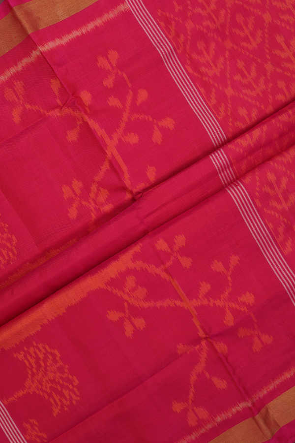Patola Silk Saree In Magenta With Allover Printed Design