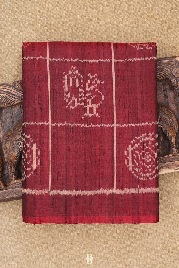 Patola Silk Saree In Maroon With Checks Design