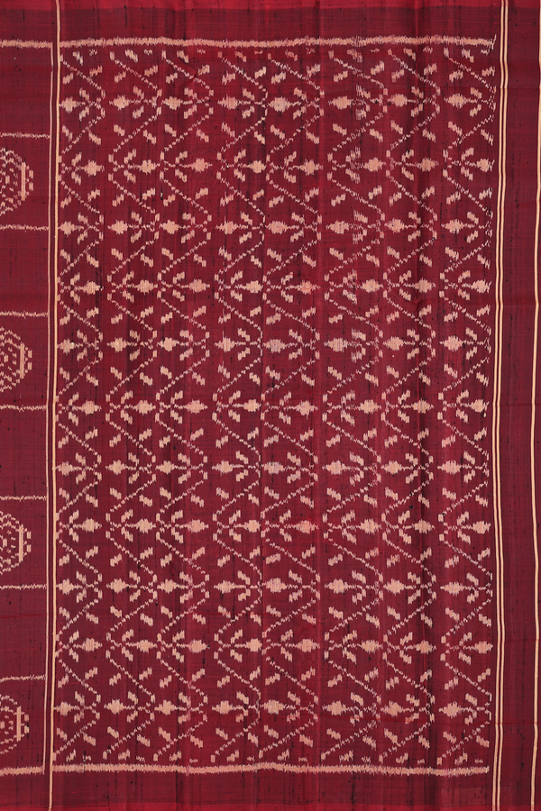Patola Silk Saree In Maroon With Checks Design