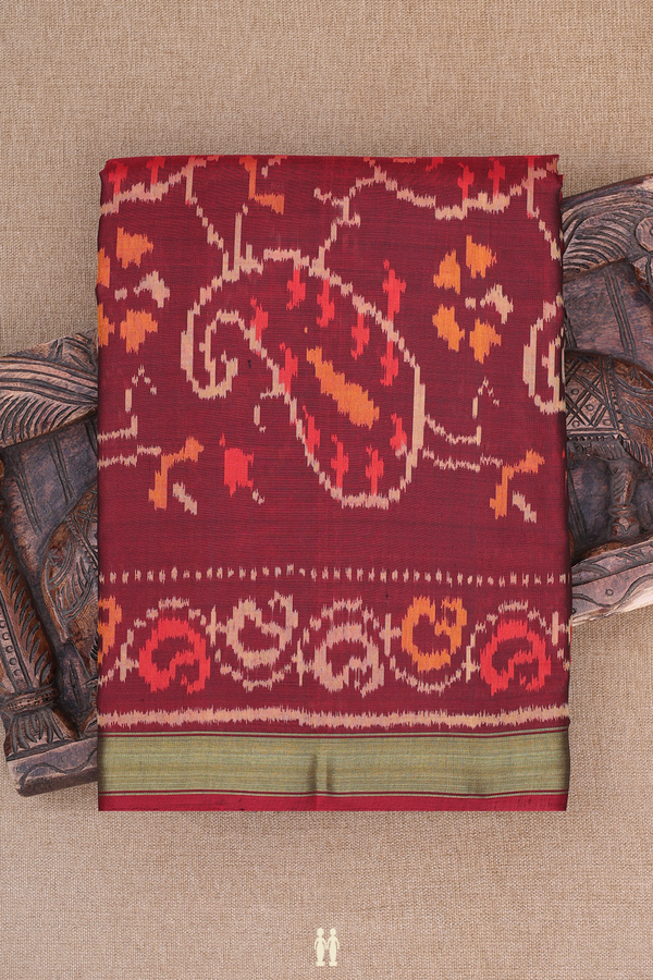 Patola Silk Saree In Maroon With Paisley Design