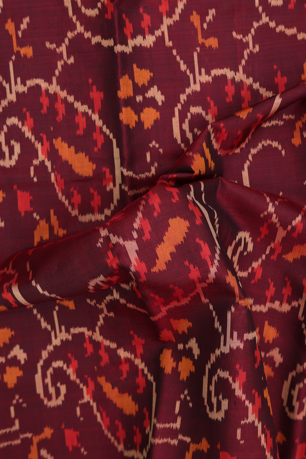 Patola Silk Saree In Maroon With Paisley Design