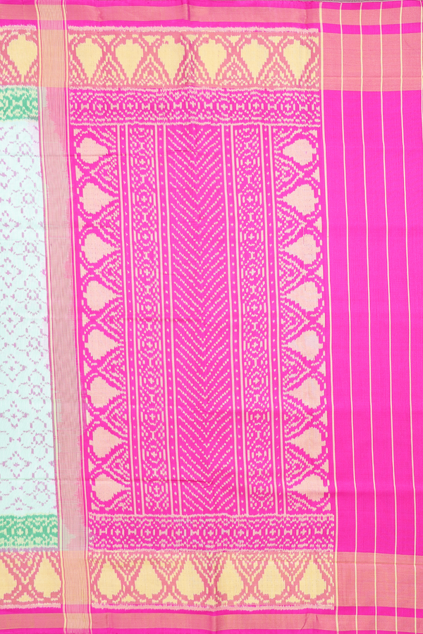 Patola Silk Saree In Mint Green With Printed Design