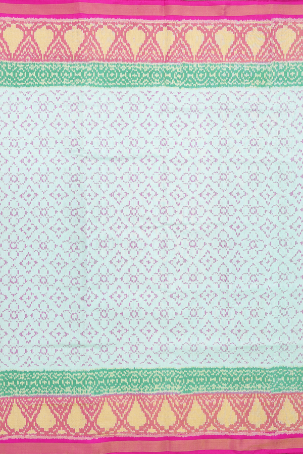 Patola Silk Saree In Mint Green With Printed Design