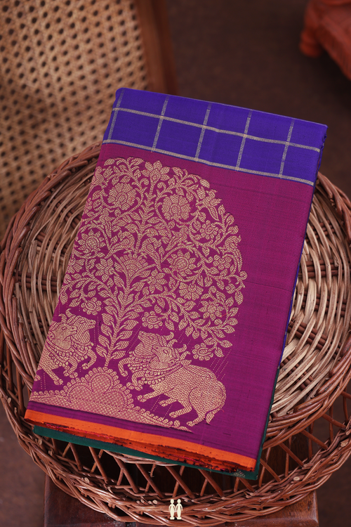 Kanchipuram Silk Saree In Multicolor With Muppagam Design