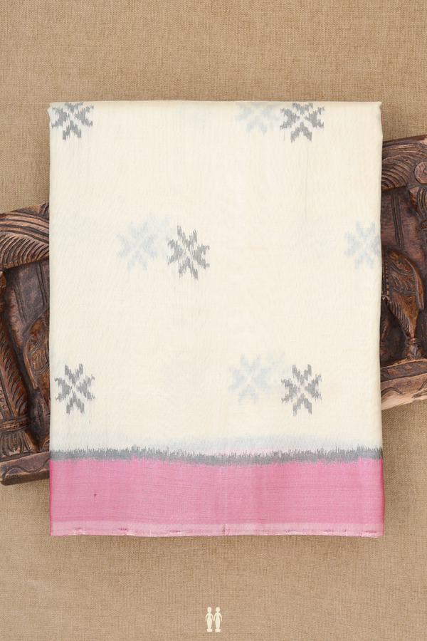 Patola Silk Saree In Off White With Allover Buttas
